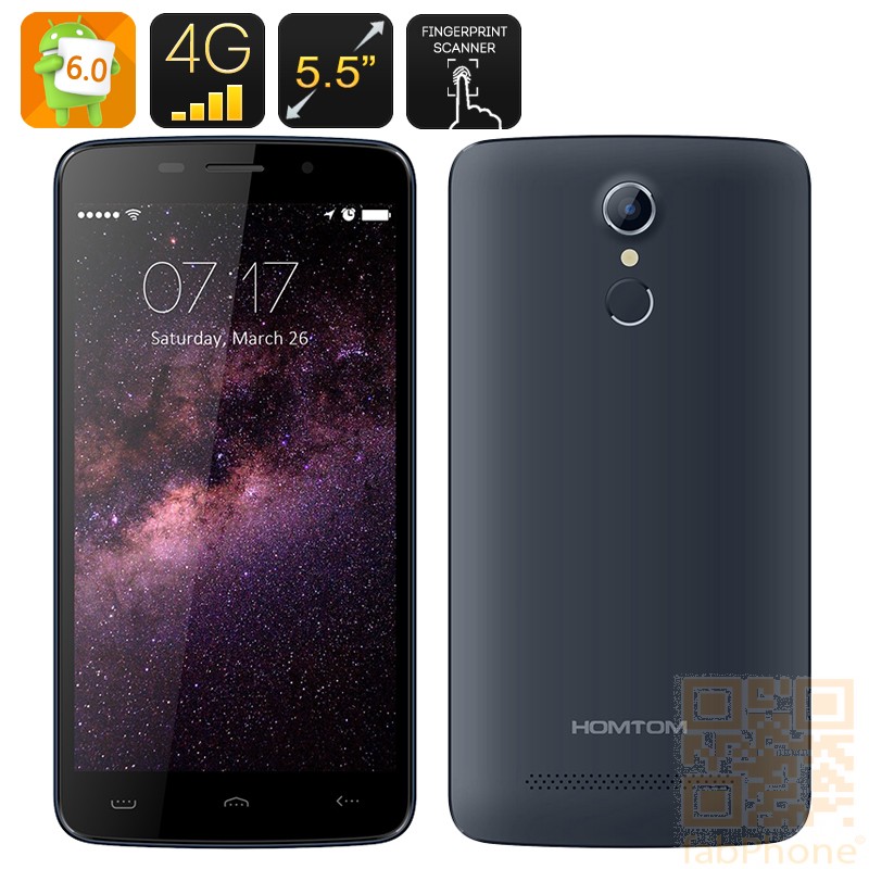 HOMTOM HT17 Smartphone - 5.5 Zoll HD Display, Android 6.0, Quad Core,  LTE  in Blaugrau