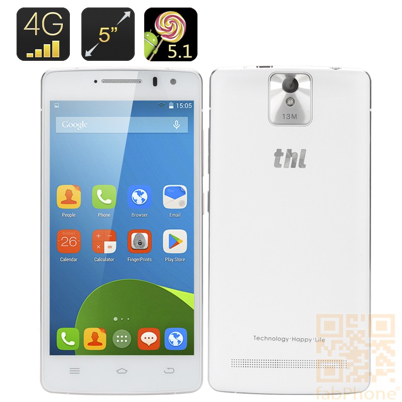 THL 2015A 4G Smartphone - 5 Zoll HD Display, 64bit Quad Core mit 2GB RAM in Weiß