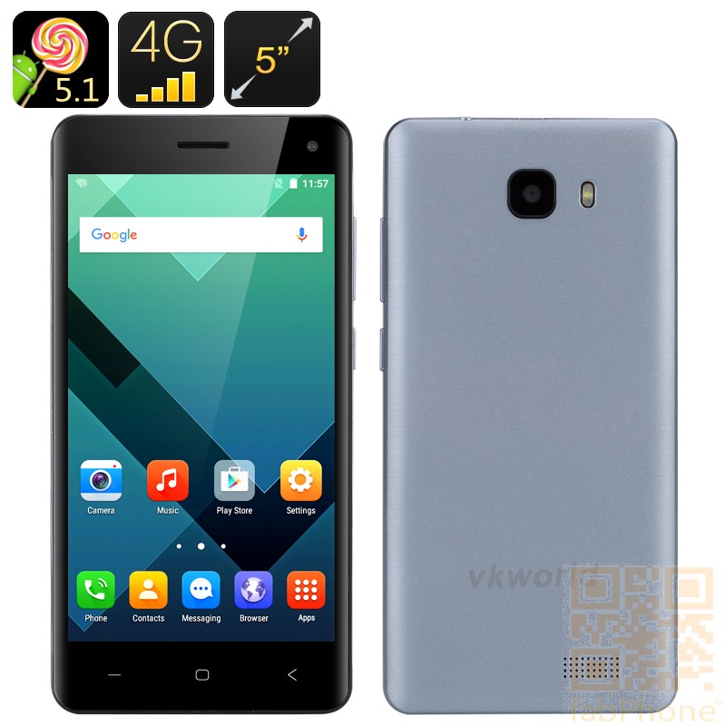 VKWorld T5se -  5.0 Zoll HD Display, Android 5.1,  LTE,  2 GB Ram, 16 GB Speicher in Blausilber