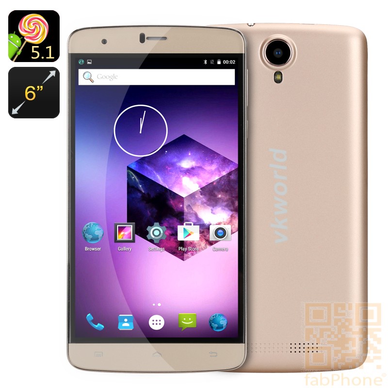 VKWorld T6 -  6.0 Zoll HD Display, Android 5.1,  LTE,  2 GB Ram, 16 GB Speicher in Gold